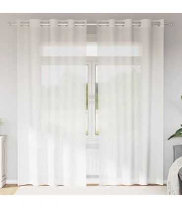 vidaXL Voile Curtains with Grommets 2 pcs White — Size: 140 x 225 cm