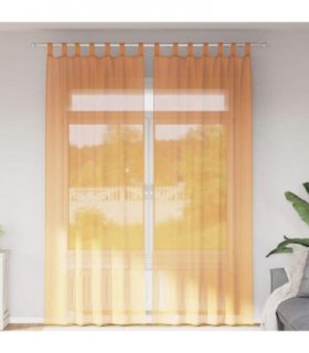 vidaXL Voile Curtains with Loops 2 pcs Orange 140x260 cm — Size: 140 x 260 cm