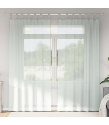 vidaXL Voile Curtains with Loops 2 pcs Light Grey 140x225 cm — Size: 140 x 225 cm