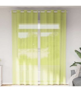 vidaXL Voile Curtains with Grommets 2 pcs Apple Green 140x300 cm — Size: 140 x 300 cm