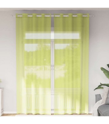 vidaXL Voile Curtains with Grommets 2 pcs Apple Green 140x300 cm — Size: 140 x 300 cm