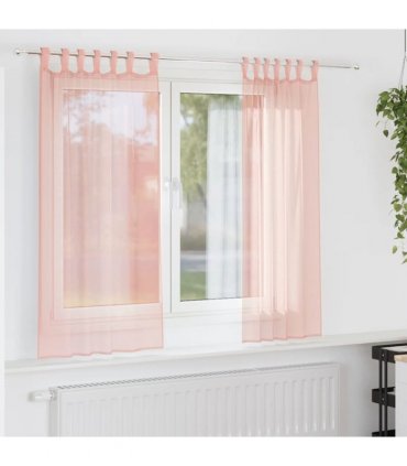 vidaXL Voile Curtains with Loops 2 pcs Pink 140x140 cm — Size: 140 x 140 cm