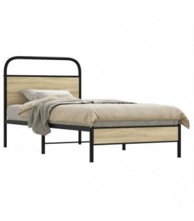 vidaXL Bed Frame without Mattress 75x190 cm Small Single Sonoma Oak E — Size: 75 x 190 cm, Model: with headboard & low footboard