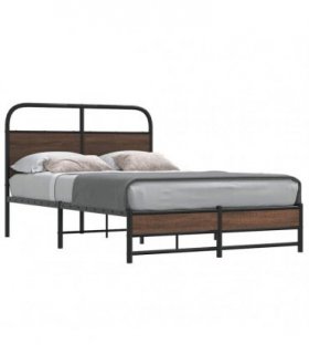 vidaXL Bed Frame without Mattress 120x200 cm Brown Oak Engineer — Size: 120 x 200 cm, Model: with headboard & dual low footboard
