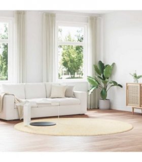 vidaXL Shaggy Rug High Pile NAVARRA Cream 240x240 cm Polyester — Size: Ø 240 cm