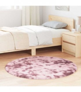 vidaXL Shaggy Rug High Pile NAVARRA Dusty Pink 120x120 cm Polyester — Size: Ø 120 cm
