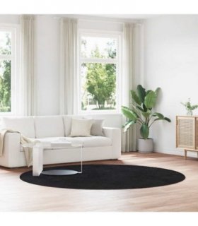 vidaXL Shaggy Rug High Pile NAVARRA Black 240x240 cm Polyester — Size: Ø 240 cm