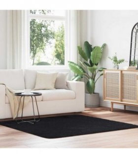 vidaXL Shaggy Rug High Pile NAVARRA Black 160x160 cm Polyester — Size: 160 x 160 cm