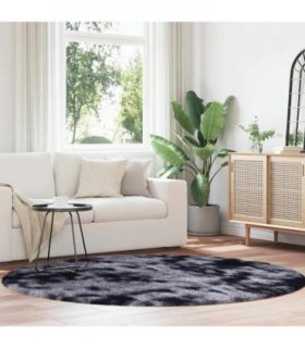 vidaXL Shaggy Rug High Pile NAVARRA Dark Grey 200x200 cm Polyester — Size: Ø 200 cm