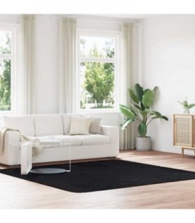 vidaXL Shaggy Rug High Pile NAVARRA Black 240x240 cm Polyester — Size: 240 x 240 cm