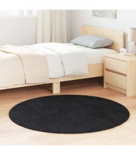 vidaXL Shaggy Rug High Pile NAVARRA Black 120x120 cm Polyester — Size: Ø 120 cm