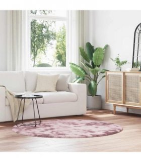 vidaXL Shaggy Rug High Pile NAVARRA Dusty Pink 160x160 cm Polyester — Size: Ø 160 cm