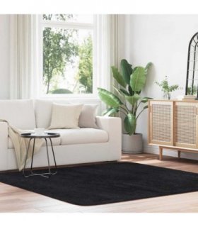 vidaXL Shaggy Rug High Pile NAVARRA Black 200x200 cm Polyester — Size: 200 x 200 cm