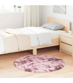vidaXL Shaggy Rug High Pile NAVARRA Dusty Pink 100x100 cm Polyester — Size: Ø 100 cm