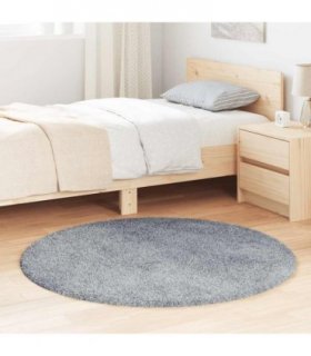 vidaXL Shaggy Rug High Pile NAVARRA Light Grey 120x120 cm Polyester — Size: Ø 120 cm