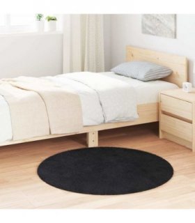 vidaXL Shaggy Rug High Pile NAVARRA Black 100x100 cm Polyester — Size: Ø 100 cm