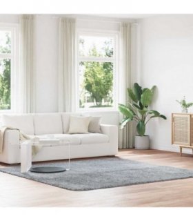 vidaXL Shaggy Rug High Pile NAVARRA Light Grey 240x240 cm Polyester — Size: 240 x 240 cm