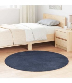 vidaXL Shaggy Rug High Pile NAVARRA Navy 120x120 cm Polyester — Size: Ø 120 cm