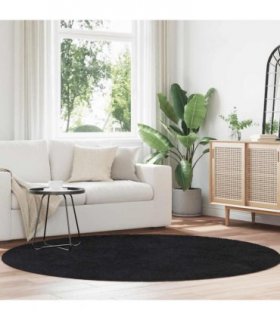 vidaXL Shaggy Rug High Pile NAVARRA Black 200x200 cm Polyester — Size: Ø 200 cm