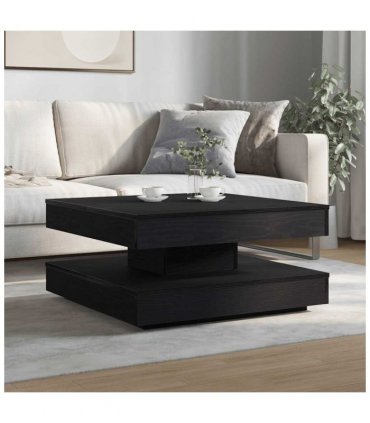 vidaXL Coffee Table 360-Degree Rotatable Black 70x70x34.5 cm — Size: 70 x 70 x 34.5 cm