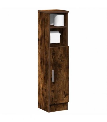 vidaXL Bathroom Cabinet with Roll Holder Smoked Oak 20.5x22x90 cm