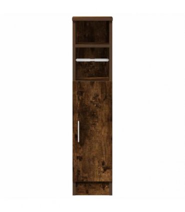 vidaXL Bathroom Cabinet with Roll Holder Smoked Oak 20.5x22x90 cm