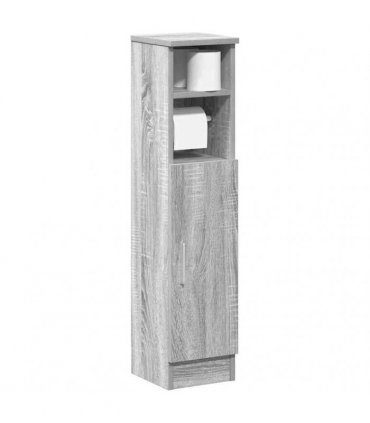 vidaXL Bathroom Cabinet with Roll Holder Grey Sonoma 20.5x22x90 cm