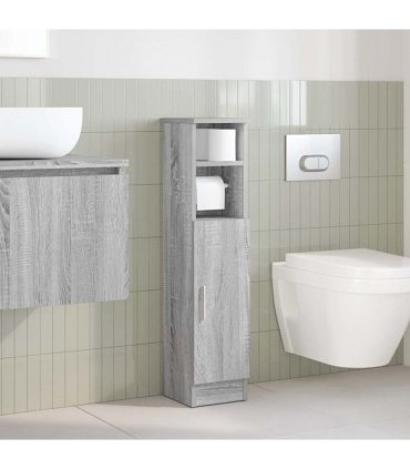 vidaXL Bathroom Cabinet with Roll Holder Grey Sonoma 20.5x22x90 cm
