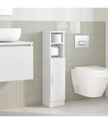 vidaXL Bathroom Cabinet with Roll Holder White 20.5x22x90 cm