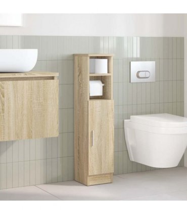 vidaXL Bathroom Cabinet with Roll Holder Sonoma Oak 20.5x22x90 cm