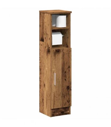 vidaXL Bathroom Cabinet with Roll Holder Old Wood 20.5x22x90 cm