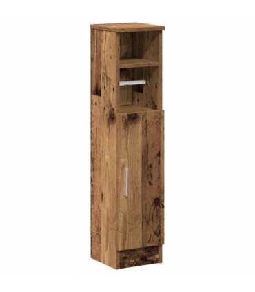 vidaXL Bathroom Cabinet with Roll Holder Old Wood 20.5x22x90 cm