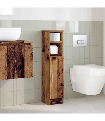 vidaXL Bathroom Cabinet with Roll Holder Old Wood 20.5x22x90 cm