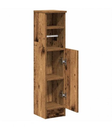 vidaXL Bathroom Cabinet with Roll Holder Old Wood 20.5x22x90 cm