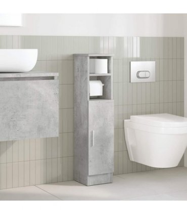 vidaXL Bathroom Cabinet with Roll Holder Concrete Grey 20.5x22x90 cm