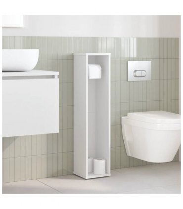vidaXL Bathroom Cabinet with Roll Holder White 20.5x20x90 cm