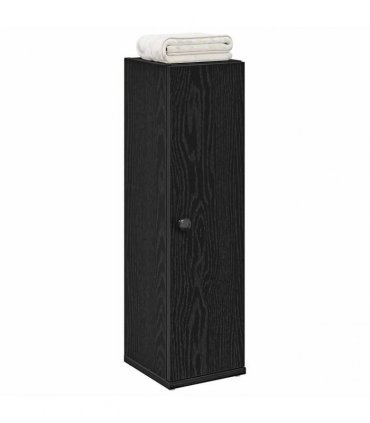 vidaXL Bathroom Cabinet with Roll Holder Black 20.5x22x72 cm