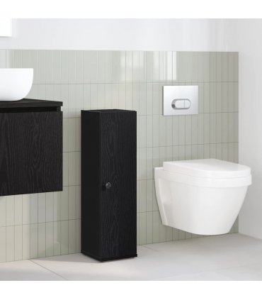 vidaXL Bathroom Cabinet with Roll Holder Black 20.5x22x72 cm