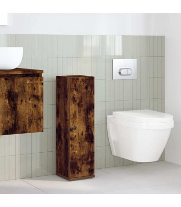 vidaXL Bathroom Cabinet with Roll Holder Smoked Oak 20.5x22x72 cm