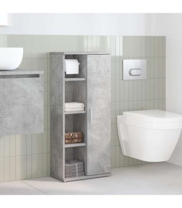 vidaXL Bathroom Cabinet with Roll Holder Concrete Grey 39x22x90 cm
