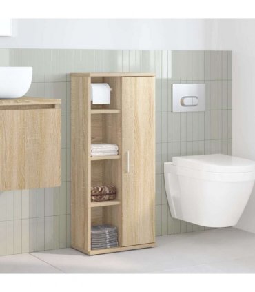 vidaXL Bathroom Cabinet with Roll Holder Sonoma Oak 39x22x90 cm