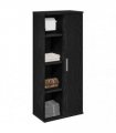 vidaXL Bathroom Cabinet with Roll Holder Black 39x22x90 cm