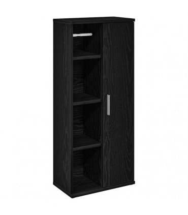 vidaXL Bathroom Cabinet with Roll Holder Black 39x22x90 cm
