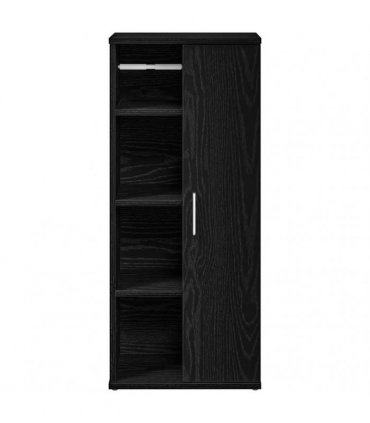 vidaXL Bathroom Cabinet with Roll Holder Black 39x22x90 cm