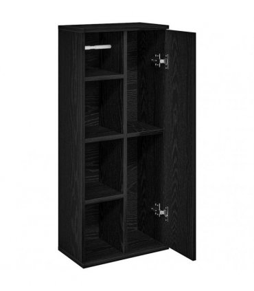vidaXL Bathroom Cabinet with Roll Holder Black 39x22x90 cm