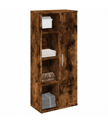 vidaXL Bathroom Cabinet with Roll Holder Smoked Oak 39x22x90 cm