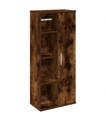 vidaXL Bathroom Cabinet with Roll Holder Smoked Oak 39x22x90 cm