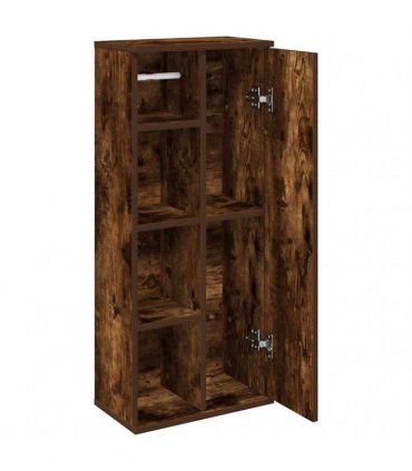 vidaXL Bathroom Cabinet with Roll Holder Smoked Oak 39x22x90 cm