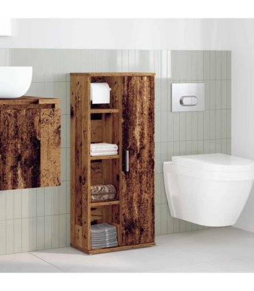 vidaXL Bathroom Cabinet with Roll Holder Old Wood 39x22x90 cm