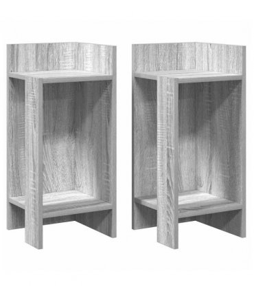 vidaXL Side Tables 2 pcs with Shelf Grey Sonoma 25.5x27x60 cm
